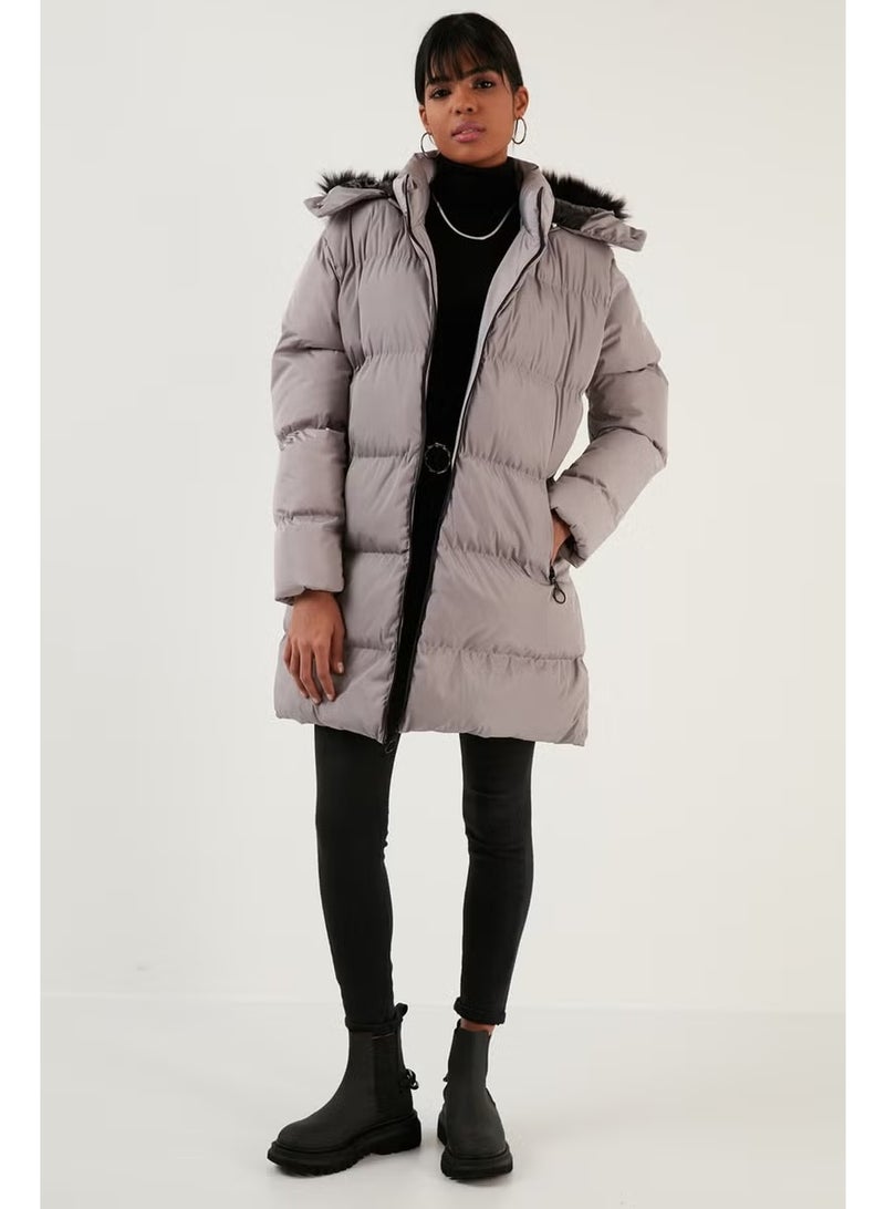 Lela Women's Coat with Faux Fur Collar, Removable Hooded and Pocketed Puffer Coat 5761645 - Image 3